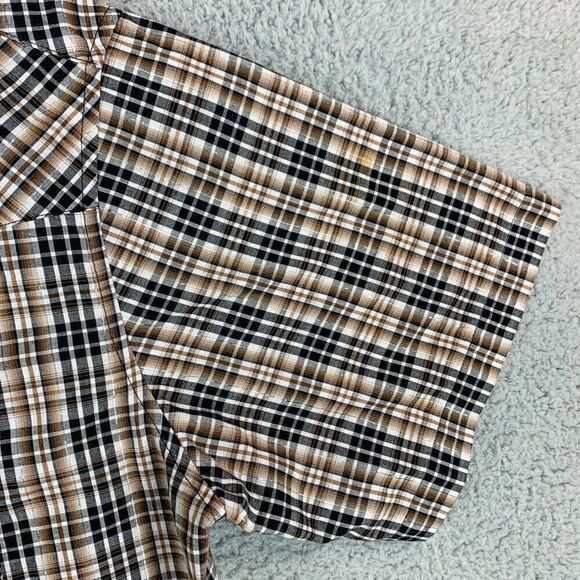 Rustler Wrangler Shirt Mens Large Tan Black Plaid Western Cowboy Pearl Snap Farm - Picture 6 of 12